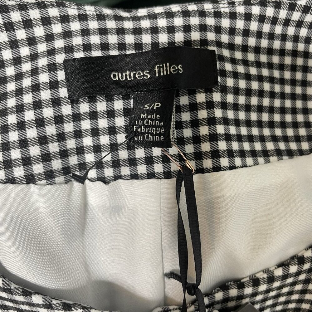 Autres Filles Gingham Vest Women’s S Black White Boxy Preppy Academia - Picture 5 of 7